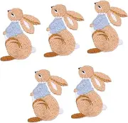 TEHAUX 5Pcs Cute Rabbit Embroidery Iron Patches DIY Applique Clothes Repair for Hats Bags and Garments Durable Decorative Clothing Patches