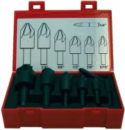 7 Pc Keo 1/4",5/16",3/8",1/2",3/4",5/8" & 1" x 100 Deg 6 FL HSS Countersinks Set