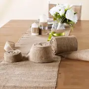 Hessian Burlap Table Runner Weding Wide Flower Natural Rustic F9H7 E8N0 A6L5