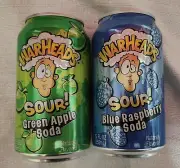 2 Sample Pack Warhead's Sour Green Apple & Sour Blue Raspberry Soda
