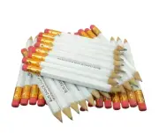 White Golf Half Pencils with Eraser Pack of 32 Misprinted Classroom Pew Pocket