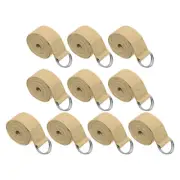 10Pcs 6 Feet Cotton Yoga Strap Belt Stretch Bands with D-Ring Buckle, Khaki