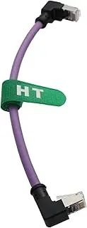 RJ45 Cat 6 Ethernet Patch Cable, 1Gbps High-Speed Cable, 250MHz, for EtherCAT Profinet Industrial Switch Network, STP Shielded Twisted Pair, Purple, 90-Degree Up Down Angled, 50cm