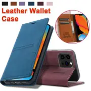 Soft Leather Wallet Card Slot Holder Case For iPhone 15 14 13 12 Pro Max Cover