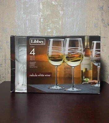Libbey White Wine Nebula 18.5oz Etched Tall Wine Glasses - Set of 4