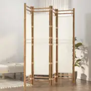 Folding 4-Panel Room Divider Folding Privacy Screen Stand 160cm Bamboo Canvas