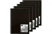 5 Pack Derwent Academy Visual Art Diary Portrait 120 Pages A4 Black Hard Cover