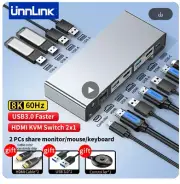 Unnlink 8K 60Hz HDMI KVM Switch USB 3.0 KVM Switcher 2 PCs Sharing 1 EU-Plug