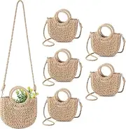 [Oudain] Semi Circle Rattan Straw Bags Straw Purses for Women Summer Beach Tote Bags Hand Woven Cross Body Handbag