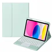 2022 Ipad 10.9 Touch Keyboard Leather Case With Pen Slot Light Green Keyboards
