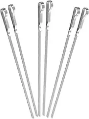 GANAZONO 6Pcs Stainless Steel BBQ Skewers Pen Clip Design Reusable Barbecue Tools for Outdoor Grilling Comfortable Grip High Temperature Resistant for Picnics and Bbqs