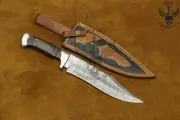 14"Custom Hand Made Damascus Bowie Knife With Steel Booster Mikarta Handel US031