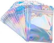 50 Pcs Clear Golden Resealable Mylar Bags Aluminum Foil Bags Double-Sided Metallic Foil Flat Ziplock Food Storage Bags Valve Zipper Pouches for Candy Cookies (12cm X 20cm)