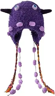 [Generic] Knitted Trapper Hat | Soft Plush Animal Earflap Hat - Trapper Warm Trooper Hat Winter Windproof Skiing Cap with Earflaps for Women Men Hunting Skating Fishing Purple, Purple