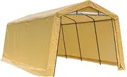 Portable Carport Garage Shelter Canopy 10x20 ft Heavy Duty Outdoor Car Shelter with Powder-Coated Steel Frame Waterproof PE Cover and Roll up Zipper Doors