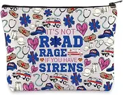 WZMPA Ambulance Paramedic Cosmetic Bag Ambulance Technician Gift It's Not Road Rage If You Have Sirens Makeup Zipper Pouch Bag EMT Merchandise, Road Rage, Cosmetic Bag