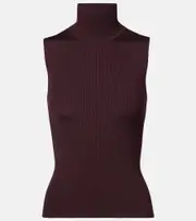 [Khaite] Khaite Benita ribbed-knit turtleneck top AU 10 burgundy