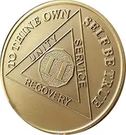 2 Year AA Medallion Large 1.5 Inch Heavy Premium Bronze Sobriety Chip, Bronze, no gemstone