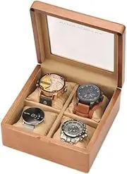 [CFZSALK] Watch Box Watch Holder Wooden Watch Box With Transparent Glass Top Cover, 4-digit Storage Watch Box,Jewelry Storage Box Watch Case (Color : Onecolor, Size : 17.5 * 17.5 * 8.5cm) KeYJ