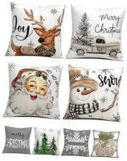 Christmas Decorations Set of 4 4Pcs 18" x 18" Christmas Pillow Covers-grey