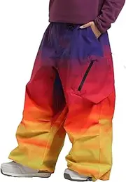 [GSOU SNOW] Womens Mens Snowboard Pants Baggy Cargo Ski Snow Pants Loose Fit Waterproof Windproof Insulated