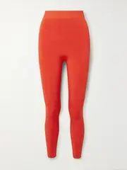 [AZ FACTORY] AZ FACTORY - Mybody Paneled Stretch-knit Leggings - Orange - XL XL Orange