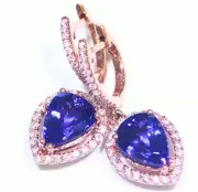 4.40CT 14K Gold Natural Tanzanite Diamond Vintage Halo Drop Engagement Earrings