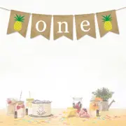 Burlap Banner Hawaiian Theme Pineapple Bunting Pull Flag Birthday Party