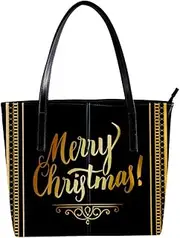 [EGGDIOQ] Leather Tote Bags Handbag Shoulder Bag Christmas Blue Pattern Shopping Beach Bags Shoulder Purse for Women