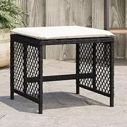 Garden Stools with Cushions 4 pcs, Poly Rattan Footrest for Front, Porch, Balcony, Backyard, Yard, 41x41x36 cm, Black + White