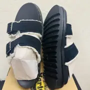 Doc Martens Myles Fur Lined Buckle Slide Sandals Black Suede Man 10 EU43