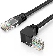 CAT6 Ethernet Patch Cable RJ45 LAN Cable Gigabit Network Cord 90 Degree Downward Angled,Bandwidth up to 250MHz 1Gbps for PC, Router, Modem, Printer, Xbox, PS4, PS3-6 Feet,Black