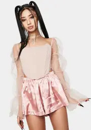 [RARE LONDON] Blush Statement Sleeve Corset Top