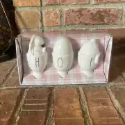 NIB Rae Dunn Ceramic HOP Bunny Egg Cups Set of 3