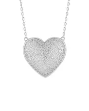 Glaze Jewelry Silver CZ Pave Puffed Heart Necklace