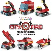 Nainiuao Fire Rescue Vehicles Building Block Set, 6 Different Models, 222Pcs NIB