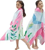 Hooded Towel for Kids, BANGSAUR 100% Cotton Soft and Absorbent, Big Pool Bath Beach Swim Towel Wrap, Bathrobe Coverups for Girls and Boys,30"×50"(Pink Hair Mermaid)