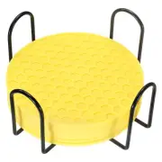 8 Pcs Silicone Coasters with Holder, 4 Inch Round Coaster for Drink, Yellow