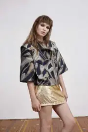 SASS & BIDE GORGEOUS GOLD METALLIC FOIL MINI SKIRT NEW $690 SIZE XS