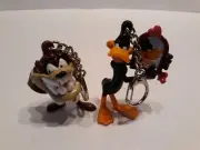 2 Loony Toon key chains Taz Manian & Daffy Duck 2" PVC figurines