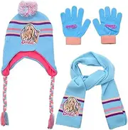 [FWANGEN] Hat Scarf and Gloves Set, Hat and Gloves Children, Toddler Baby Knitted Hat Scarf Winter Warm Beanie Cap Hat with Bobble Warm Thick Lined, blue, Medium