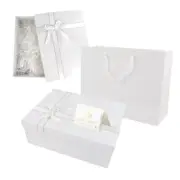 Gift Box with Lids, 12.9x9.8x4.9 inch Large Gift Boxes with Ribbon Bow, White