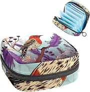 Period Bag,Sanitary Napkin Storage Bag,Bird Purple Flower Bush,Tampon Bag for Purse