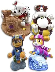 Penn-Plax Paw Patrol Aquarium Ornament Bundle - Includes Chase, Marshall, Rubble and Skye - Pack of 4 - Mini