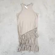 Top Shop Macrame Fringe Tank Top Racerback Tan Womens Size Small (8-10) NEW