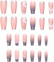 Nails With Bows - Press On Nails With Bows | Bowknot Press-On Naail | 24Pcs 3D Faux Set | Self-Adhesive Manicure Tips, Elegant Fake Art For Children And Fashion Lovers