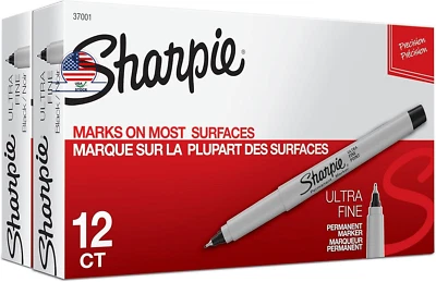 Sharpie Permanent Markers, Ultra-Fine Point, 24 Count (Pack of 1), Black