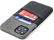 Dockem iPhone 11 Pro Max Wallet Case: Built-in Metal Plate for Magnetic Mounting & 2 Card Slots (6.5" Luxe M2 Synthetic Leather, Black & Grey)
