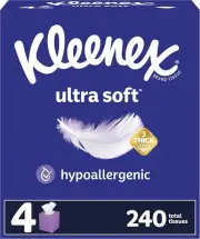 Kleenex Ultra Soft Facial Tissues 4 Cube Boxes 60 Tissues Per Box 3-ply