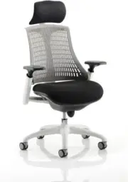 Dynamic KC0093 Flex Task Frame Fabric Operator Chair with Arms - WhiteBlackGrey